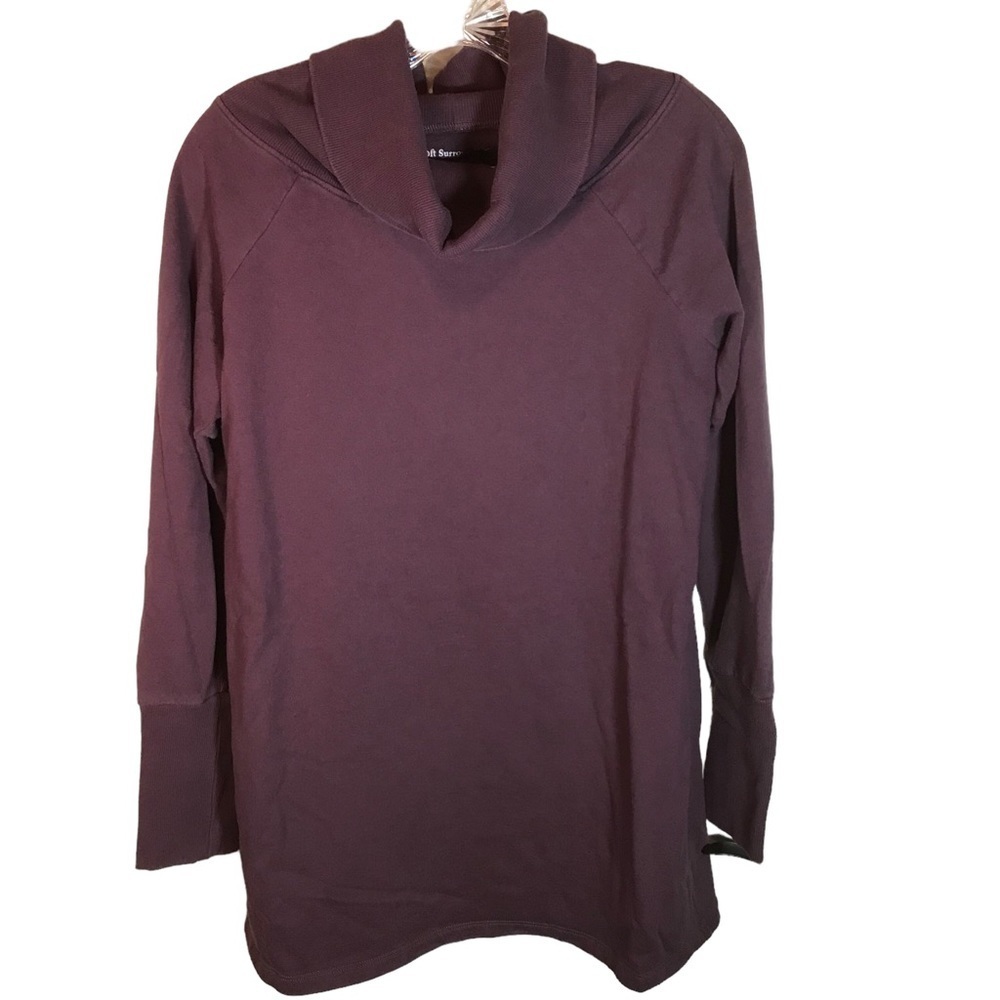 Soft Surroundings women’s tunic sweatshirt size M plum burgundy cowl neck cozy